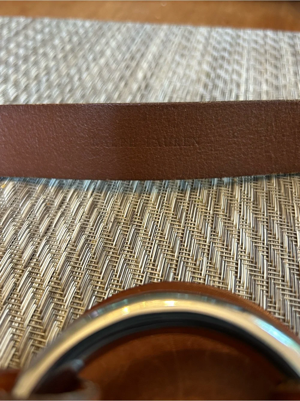 Ralph Lauren Tan Leather Belt with Silver Circular Buckle 🤩🥳 🔥😻. Used - Picture 7 of 9